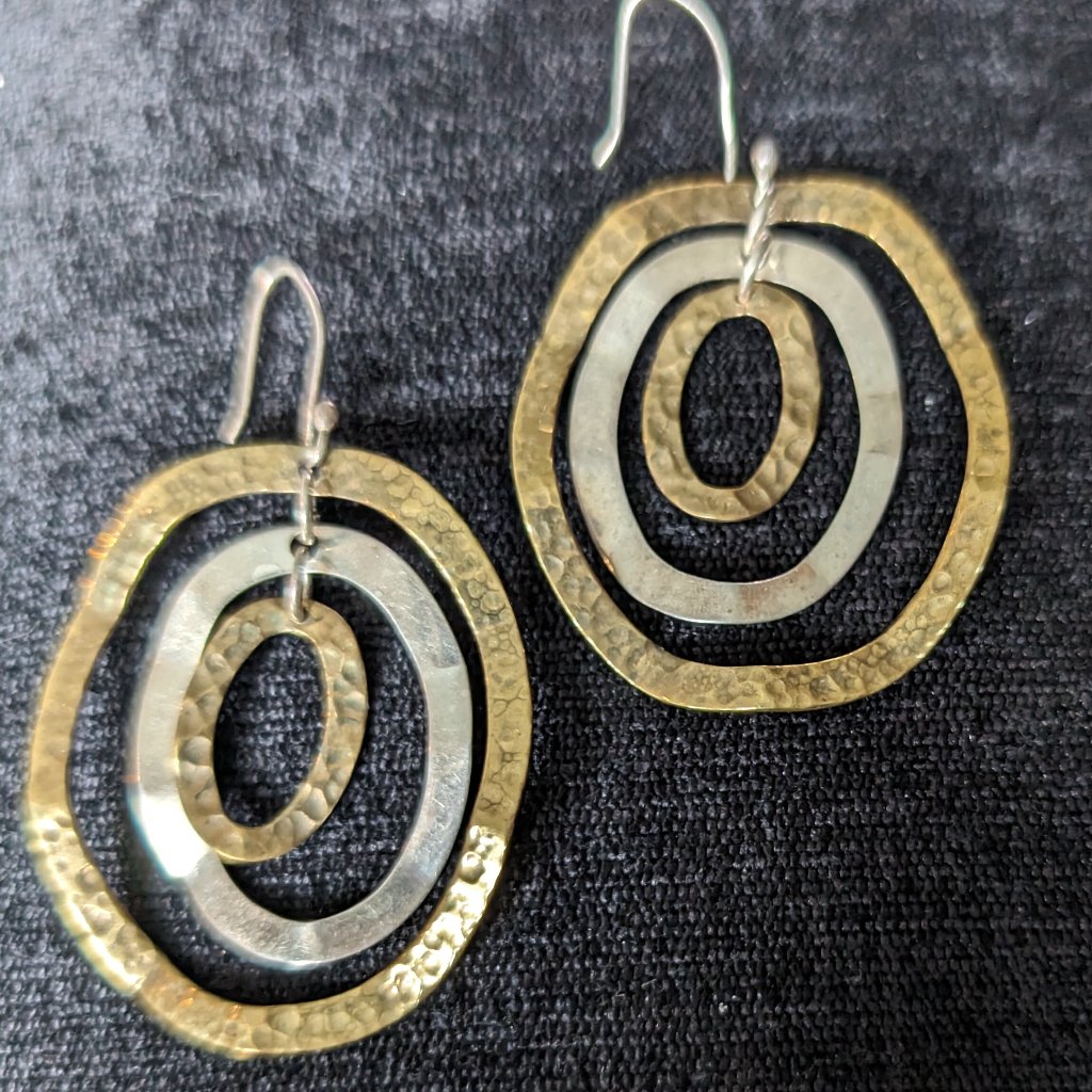 Ati Sunburst Sterling Silver, Brass Dangle #14